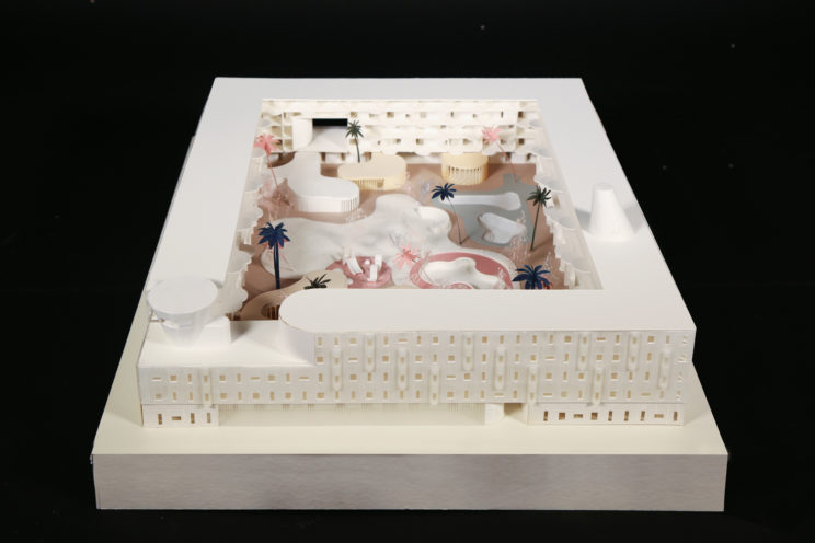 Overall view of white housing model
