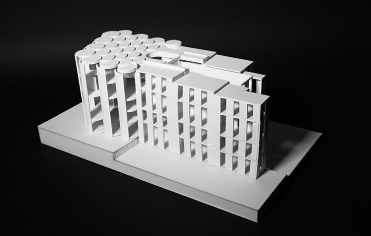 view of foamcore model with all pieces